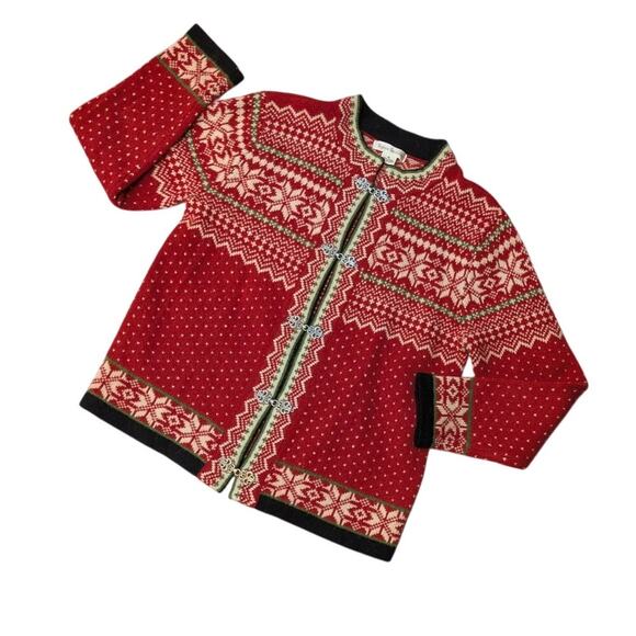 Susan Bristol Wool Red Women Sweater Cardigan Size S - Picture 1 of 6